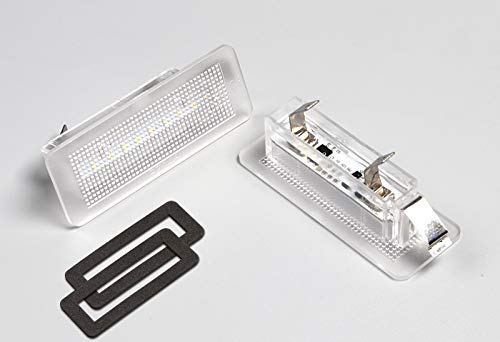 EPARTS White 18 SMD LED License Plate Light Full LED License Plate Tag Lighting Lamp Pair Compatible with Smart Fortwo Coupe Convertible 450 451