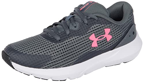 Under Armour Women's Surge 3 Sneaker, (103) Pitch Gray/White/Cerise, 11