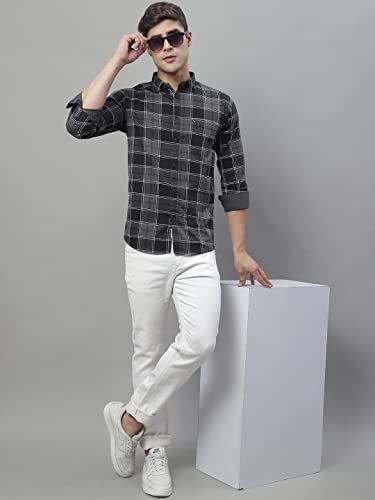 Image of Majestic Man Slim Fit Cotton Casual Check Shirt for Men