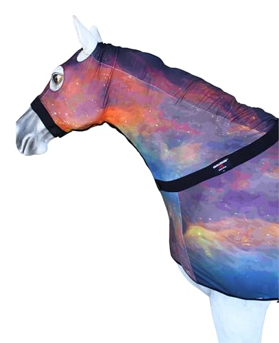 Image of Large Challenger Horse Comfort Stretch Sleazy Full Body Sheet with Neck - 4-Way Stretch Spandex Hood, Seamless Face Design - Supernova Print 521MW11