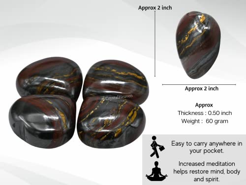 Image of Crystal Heaven Iron Tiger Eye Crystal Heart Palm Pebbles Stones For Anxiety Stress Relief Massage - Aaa Grade Original Healing Gemstone Agate Heart Palm Stone For Yoga Meditation Spiritual