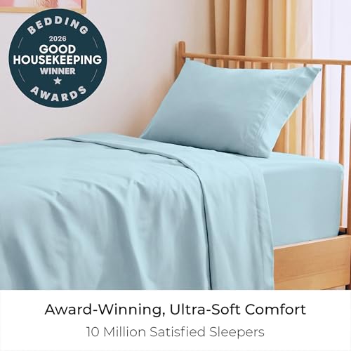 Image of Mellanni Twin Sheets Set - 3 PC Iconic Collection Bedding | Hotel Luxury, Extra Soft, Cooling Bed Sheets - Wrinkle, Fade, Stain Resistant (Twin, Aqua)