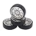 4Pcs Vgoohobby Hard Plastic RC Car Drift Tires Wheel Rim with 2Pcs 5mm Metal Hub Hex Adapter Coupling Compatible with WPL D12 1/10 RC Car (Silver)
