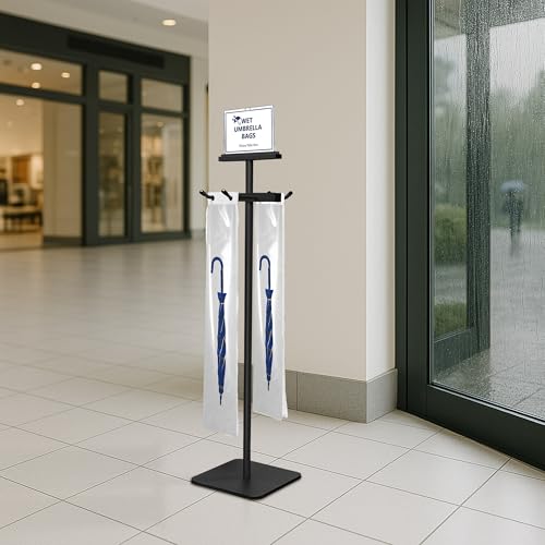 Montex Wet Umbrella Bag Stand with Free 200 Large Plastic Disposable Bags, Umbrella Holder Stand, Black by Montex - Image 2
