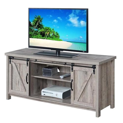 Convenience Concepts Blake Barn Door TV Stand with Shelves and Sliding Cabinets for TVs up to 60 Inches, Sandstone