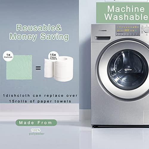 15 Pack Kitchen Dish Towels Set - 9.6"X9.6" Super Absorbent Coral Velvet Dishtowels Nonstick Oil Fast Drying Dish Rags For Drying & Washing Dishes, Cleaning Furniture, Car, Floor (Green-Pink) #TOP5