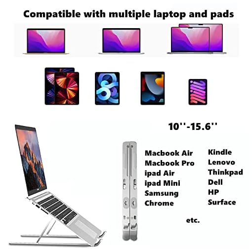 Vancold Laptop Stand, Ergonomic Aluminum Laptop Mount Computer Stand, Detachable Laptop Riser Notebook Holder Stand Compatible with MacBook Air Pro, Dell XPS, Lenovo More 10-15.6" Laptops- Silvery - Image 4