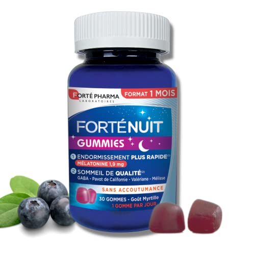 Forté Pharma - FortéNuit Gummies | Gummies Sommeil - Mélatonine 1,9 mg et Plantes | Endormissement Facilité et Sommeil de Qualité | 30 gommes = 30 nuits Cover