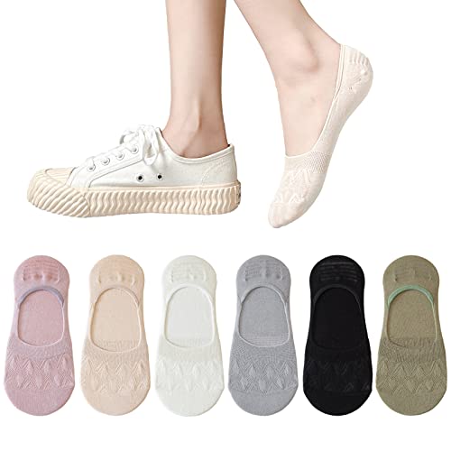 BIVOLU Womens Low Cut Thin Breathable Cotton Causal Socks Non Slip No Show Socks for Women Liner Flats Socks 6 pack