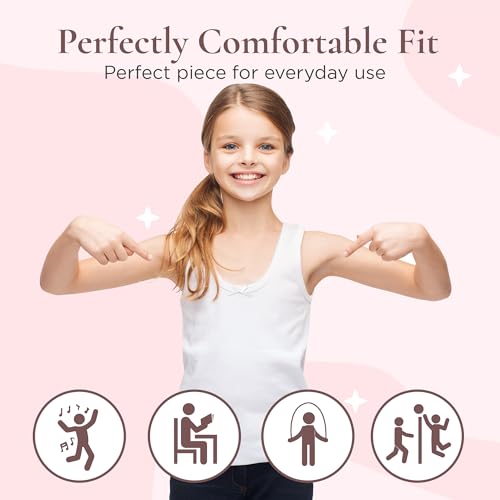 Valair Girls Comfy Undershirt 100% Cotton Sleeveless Camisole White Tank Top Comfortable3