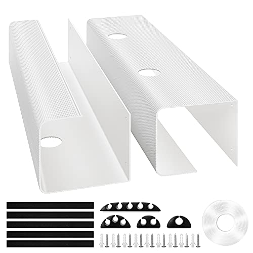 pvc cable tray - Large Capacity Under Desk Cable Management Trays 2 Pack - Ultra Sturdy PVC Cable Tray - Cable Organizer Under Desk for Office and Home, 2 Install Options for All Applications - White