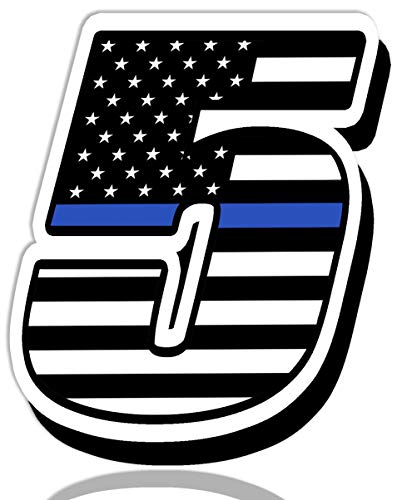 Number № 5 Sticker Decal Racing Race Rally Motorcycle Motorbike Sport Bike Motocross Helmet Door Window American USA Thin Blue Line Flag N 265