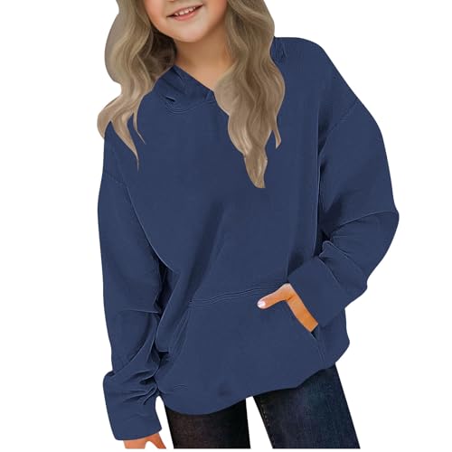 Sweat à capuche uni avec poche et coupe surdimensionnée pour enfants, style décontracté