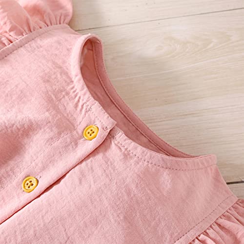 Veoay Pink Flowers Skirts Dress For Toddler Girls Clothes For Daughter Granddaughter Round Neck Sleeveless Dress For Party School Vacation 6 Years (Pink276, 130) #TOP1