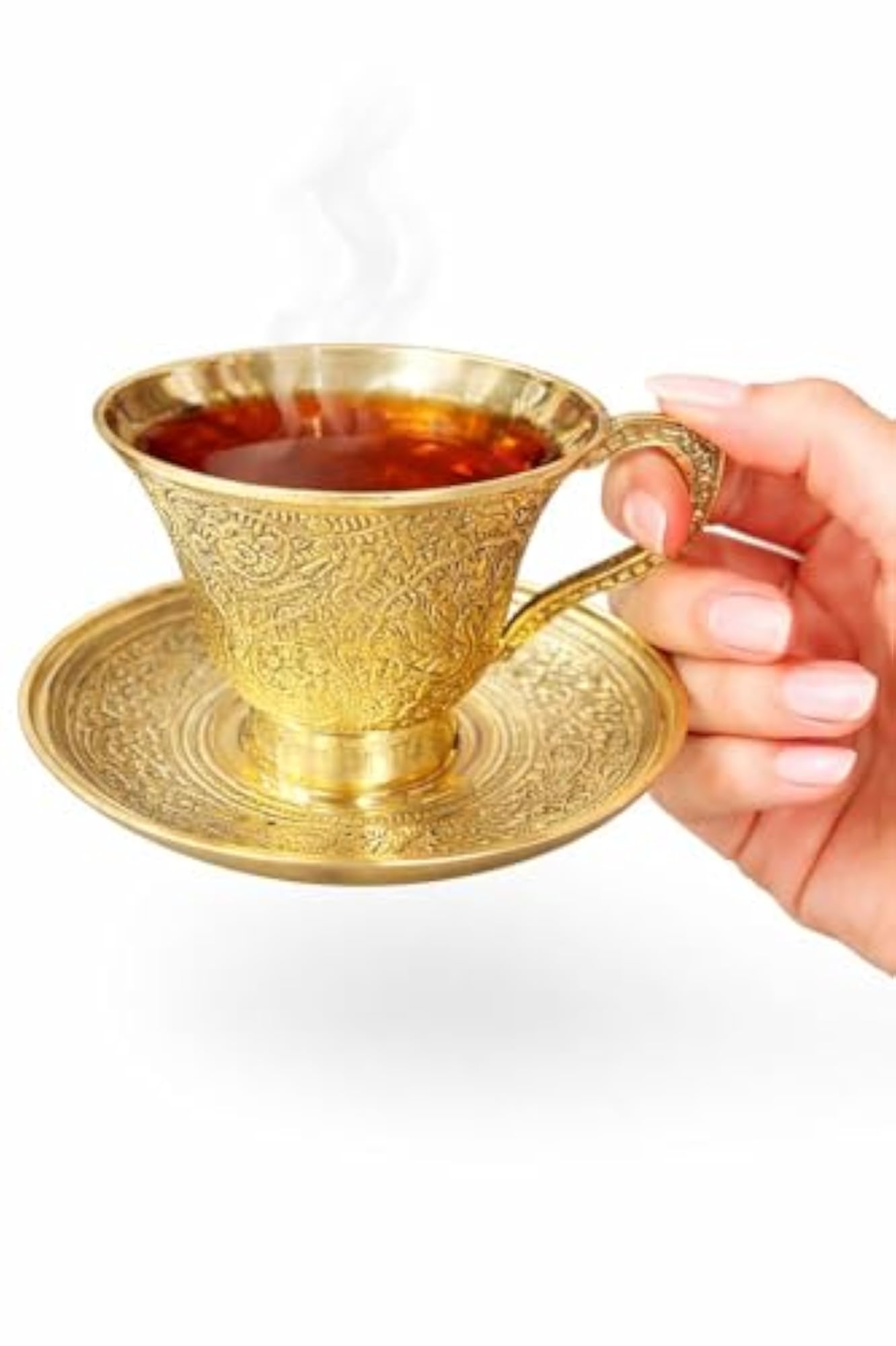 Premium Handcrafted Brass Tea Cup, Royal Design