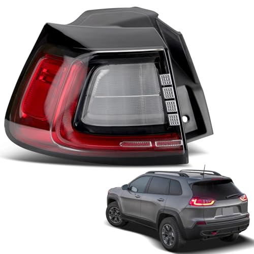 KNSPEC LED Tail Lights Compatible With Cherokee 2019 2020 2021 2022 2023 Rear Brake Taillight Lamp Outer Left Driver Side (19-23 Cherokee Left Driver Side)