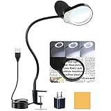 10X Magnifying Glass Lamp with Light, Magnifier Light with Clamp, Adjustable Flexible Gooseneck Magn