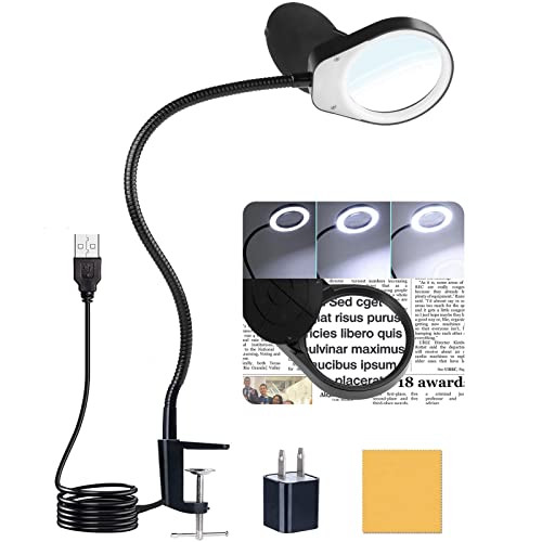10X Magnifying Glass Lamp With Light, Magnifier Light With Clamp, Adjustable Flexible Gooseneck Magnifier Light For Close Work Reading, Crafting, Sewing, Soldering, Jewelry Makers #TOP11