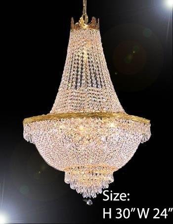 Gallery French Empire Crystal Gold Chandelier Lighting - Great For The Dining Room, Foyer, Entry Way, Living Room - H30 X W24 #TOP1