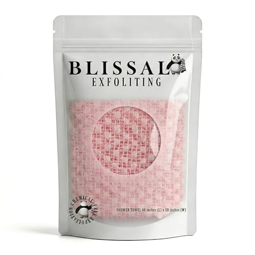 Blissal Exfoliating Shower Towel Gentle on Sensitive Skin Machine Washable Effective Exfoliation for Soft & Smooth Skin (pink)