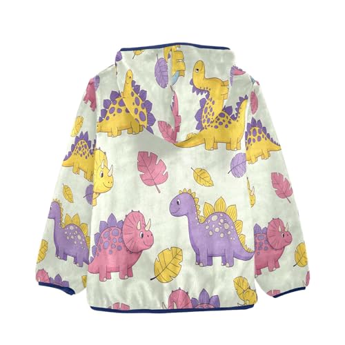 Colorful Dinosaurs on Pastel Background Toddler Fleece Jacket Girl Boys Hooded Fleece Jacket Coat2