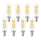 AIELIT Dimmable T8 Antique LED Light Bulb, E12 Small Candelabra Base, 60W Equivalent Tube Soft White 3000K, 600 Lumens, 6-Watt Filament Edison Bulb for Chandelier, Home, Clear Glass (8-Pack)