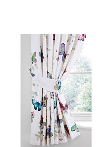 Juego de funda de edredón y cortinas de mariposas, color blanco, multicolor, 167,6 x 182,8 cm Cover