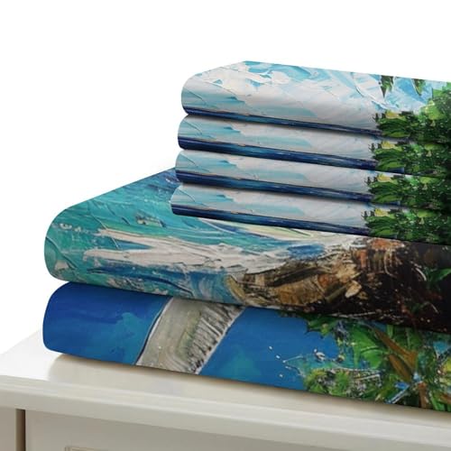 Housses de couettes vagues imprimé 3D parure de lit double microfibre - 6