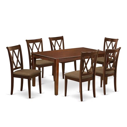 East West 7-Piece Mahogany Dining Table Set