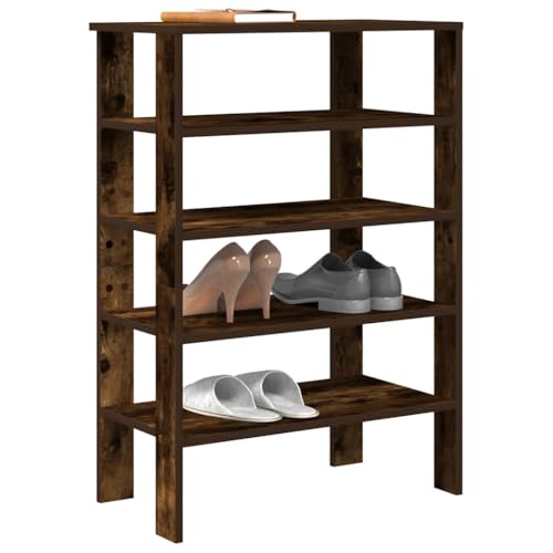 Owoxanthellate Zapatero de roble ahumado, 61 x 32 x 87 cm, material de madera, apilable, con capacidad de carga de 60 kg, mueble de pasillo que ahorra espacio para entrada y dormitorio