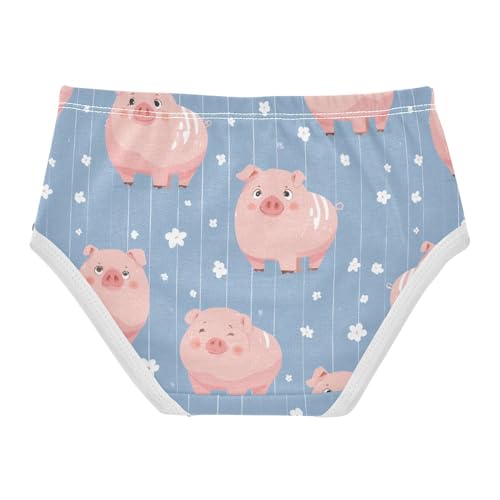 Wusikd Cute Pink Pig Girls' Underwear Cotton Lines Blue Striped Girls Briefs Soft Toddler Underwear 2T2