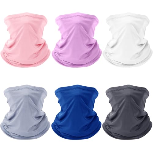 6 Pack Neck Gaiter for Men Women Gator Summer UV Dust Mask Cooling Neck Gaiters Face Cover for Sun Protection Scarf Bandana