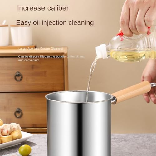 Freidora de acero inoxidable y olla pequeña con asas estables 5