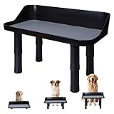Dog Food Bowls Elevated, 3 Heights ((0.9''/4.7''/8.45'') Adjustable Raised Dog Bowl Stand with 16.73''W Splash Guard & Non-Skid Feet for Small Medium Large Dogs, No Bowl Included