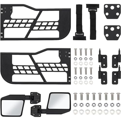 Garvee Off Road Tubular Half Doors for Wrangler TJ 1997-2006 - Set of 2 Tube Half Doors with Side View Mirrors