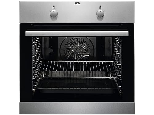AEG BEB230010M Einbaubackofen/Backofen mit 71 L Volumen und SoftClosing Ofentür / 8 Beheizungsarten/Edelstahl-Beschichtung mit Antifingerprint/silberfarben & schwarz