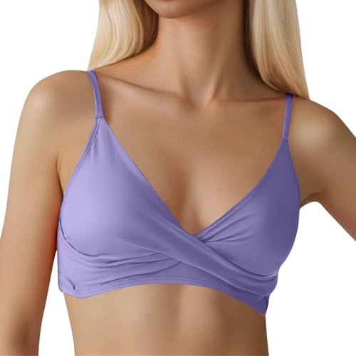 WILLBEST Bikini Schwarz Damen Damen Bikini Oberteil Neckholder V Ausschnitt Lace Up Textur Bademode Spaghettiträger Top Badeshorts Mit Oberteil Neckholder Set Große Brüste