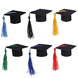 SOIMISS 6pcs Mini Graduation Cap Miniature Doctoral Hat Wine Bottle Topper Covers with Tassels for...