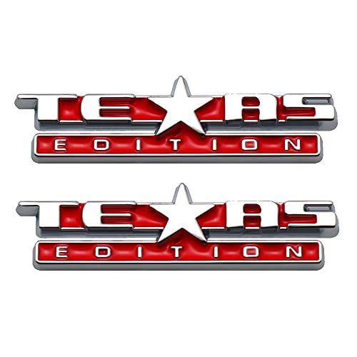 Image of 2X Small Size Texas Edition Emblem Badge Dash Instrument Panel 3D Sticker Decal Nameplate (Chrome Red)
