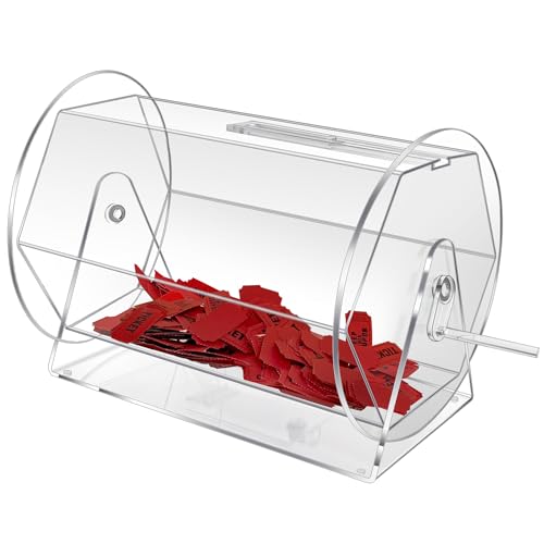 Acrylic Raffle Drum with Handle, Clear Raffle Ticket Drum Spinner Cage, Transparent Raffle Ticket Box for Lottery Games, Bingo, Raffle Balls