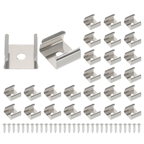 Image of PATIKIL LED Strip Clips, 30pcs Stainless Steel Mounting Brackets Fixing Clip Clamp Support Holder with Screws for 14mm to 15mm LED Strip Lighting Cable