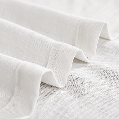 Jinchan Linen Valance For Kitchen Living Room Rod Pocket Small Window Curtain Flax Linen Textured Valance Curtain Farmhouse Country Rustic Window Treatment Semi-Sheer Valance 1 Panel 18 Inch Off White #TOP5