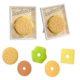 Hamburger Coaster Set, Novelty Food Themed Drink Coasters, Multi-Layer Design with Bun Cheese Lettuce Pieces (Yellow)