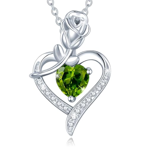 Collier Coeur Rose Argent 925 Pendentif Pierre de Naissance Bijou Haute Qualité pour Mère