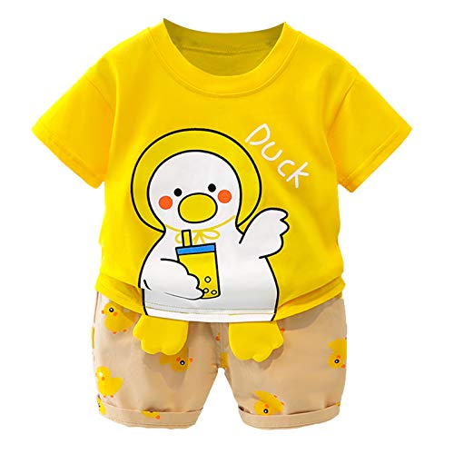 3 6 Boys Clothes Newborn Baby Boy Girl Animal Print Shirts Shorts Pants 2Pcs Set Yellow #TOP17