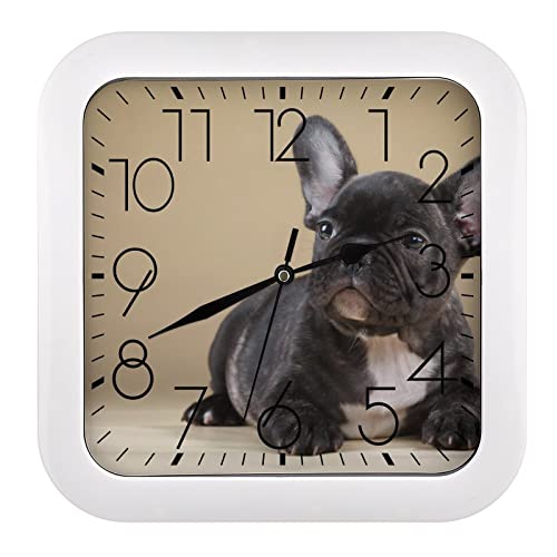 Pendule murale bouledogue noir design épuré pour l'école - 2