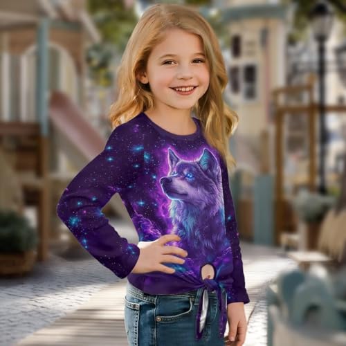 Upetstory Girls Long Sleeve Shirt Tie Front Top Size 5-12 Years Old3