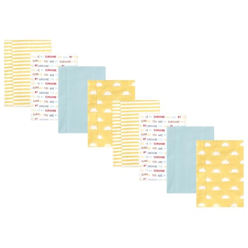 Image of Hudson Baby Cotton Poly Flannel Burp Cloths Multipack, My Sunshine 8-Pack, One Size