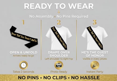 Sterling James Co. Size Doesnt Matter Groom Sash - Bachelor Party Sash for Him - Bachelor Party Decorations, Supplies and Gifts