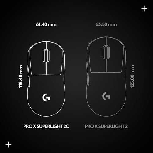 Logitech G Pro X Superlight 2c, Souris de Gaming sans Fil, Souris Pro-Grade compacte 53 g avec 5 Boutons programmables, USB-C, capteur 44K PPP, taux d’Interrogation Jusqu’à 8 kHz, PC/Mac - Noir
